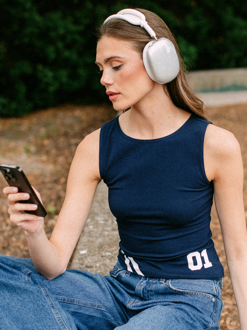 CAMISOLE IMPRIMÉE HARLOW PARIS - BLEU MARINE