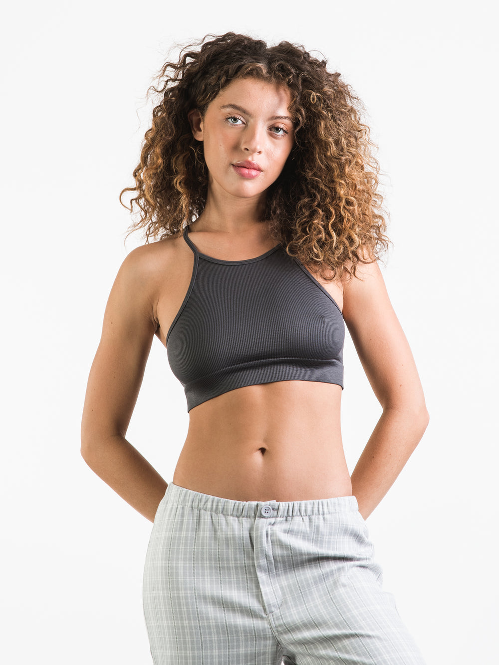 HARLOW HIGH NECK RIB BRALETTE - CLEARANCE