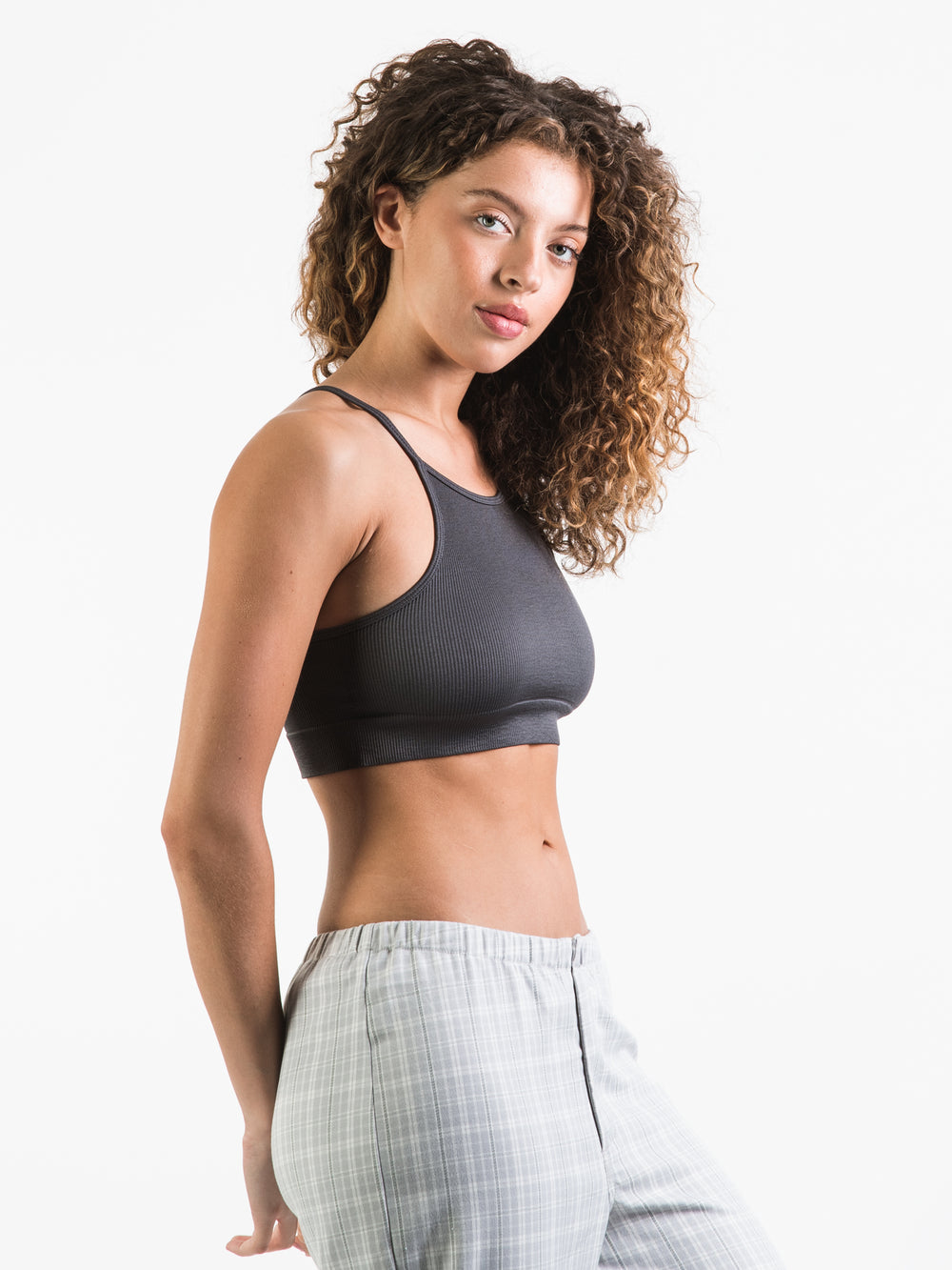 HARLOW HIGH NECK RIB BRALETTE - CLEARANCE