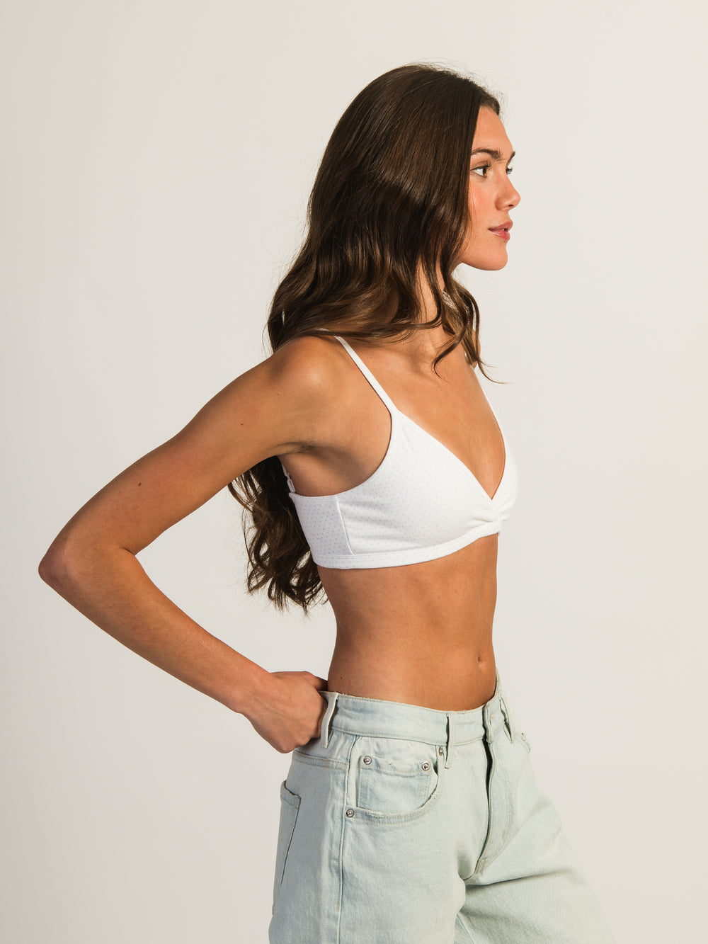 HARLOW CLS TRIANGLE PRINT BRALETTE - WHITE