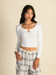 HARLOW HARLOW PENNY KEYHOLE LONG SLEEVE TEE - WHITE - CLEARANCE - Boathouse