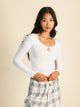 HARLOW HARLOW PENNY KEYHOLE LONG SLEEVE TEE - WHITE - CLEARANCE - Boathouse