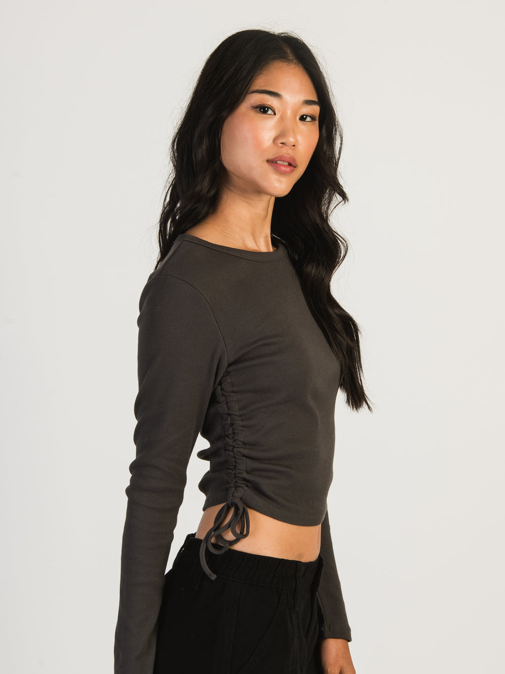 HARLOW RACHEL RUCHED LONG SLEEVE - CHARCOAL - CLEARANCE