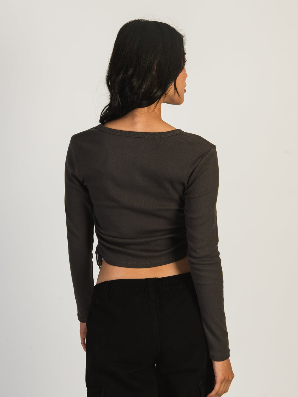 HARLOW RACHEL RUCHED LONG SLEEVE - CHARCOAL - CLEARANCE
