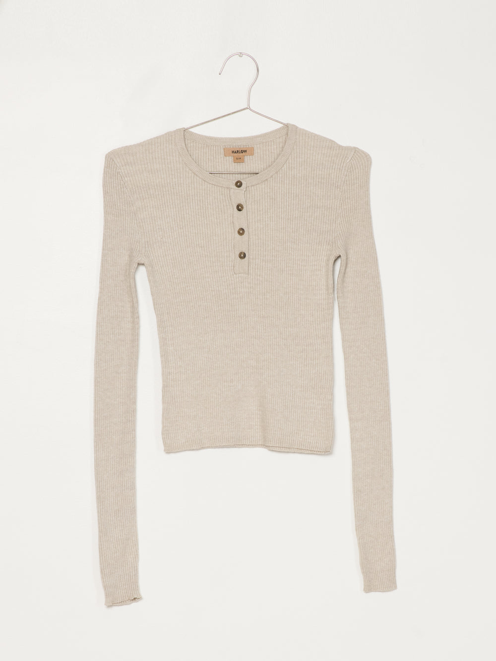 WOMENS CICI HENLEY - OATMEAL - CLEARANCE