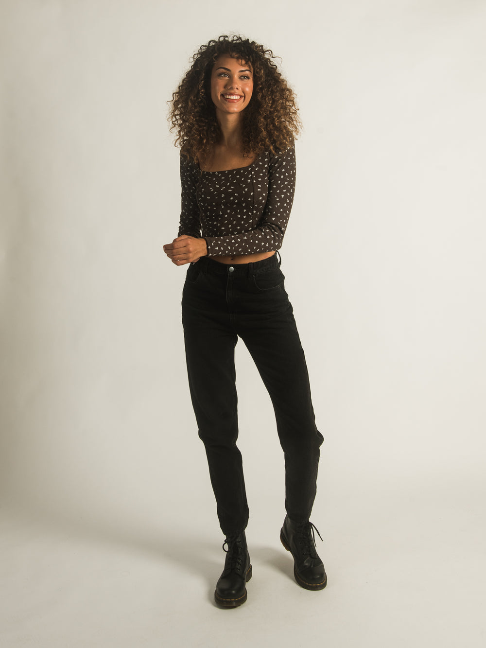 HARLOW LONG SLEEVE SQUARE NECK DITSY - CLEARANCE