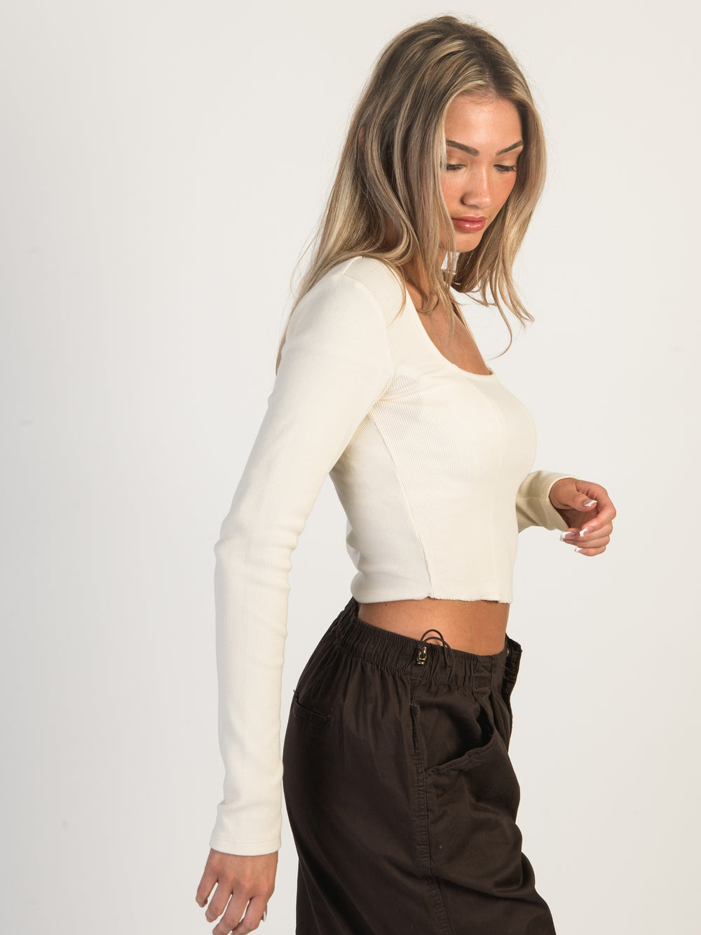 HARLOW SQUARE NECK MANCHES LONGUES - CRÈME - LIQUIDATION