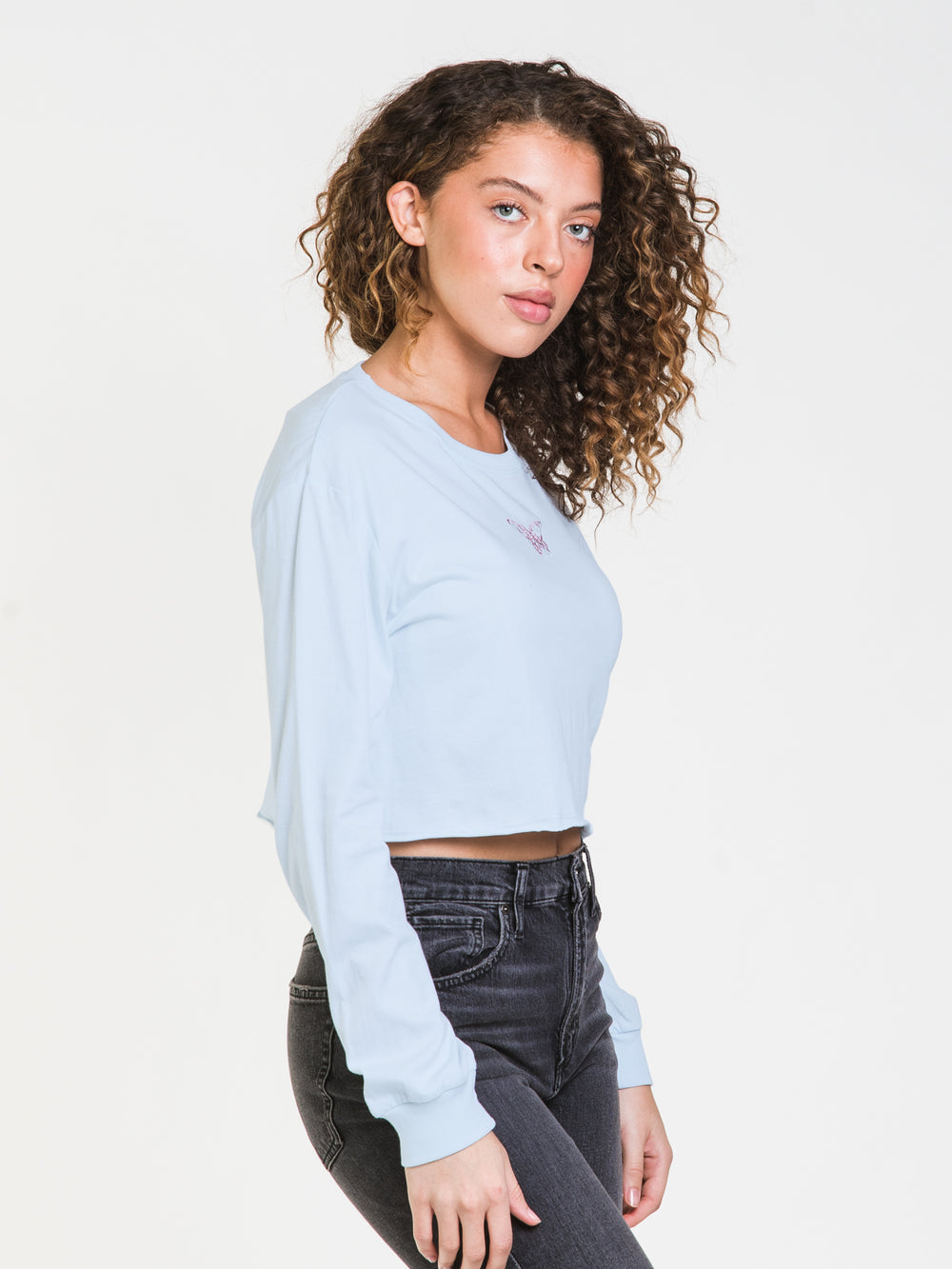 HARLOW AMBER CROPPED EMBROIDERED CREWNECK SWEATER - CLEARANCE