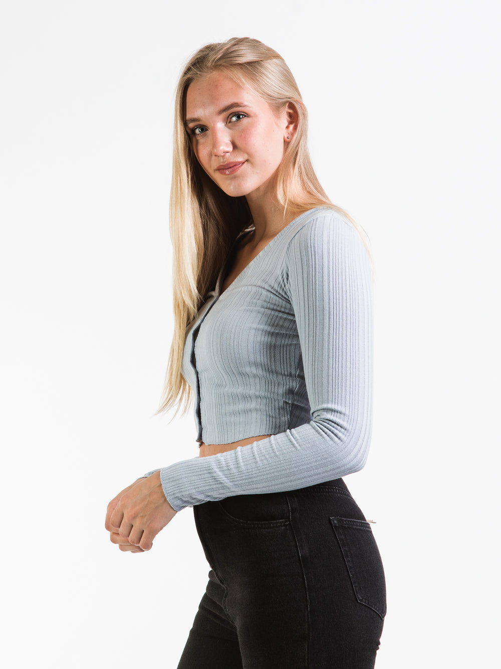 HARLOW BIANCA RIB BUTTON UP - CLEARANCE