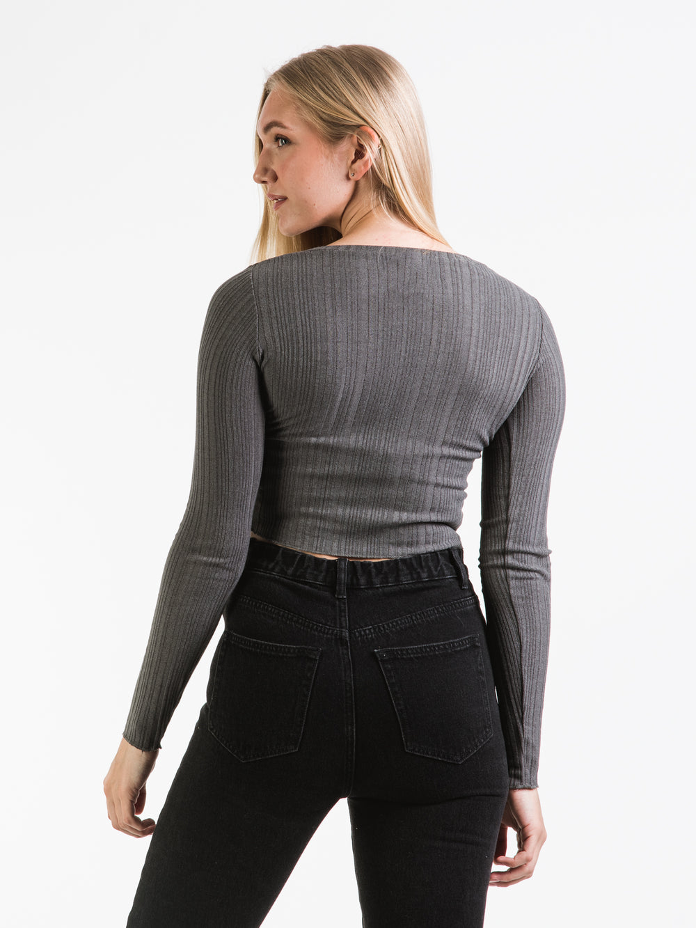 HARLOW BIANCA RIB BUTTON UP - CLEARANCE