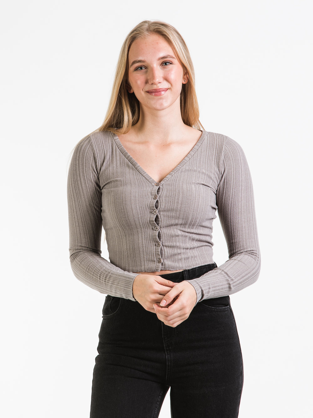 HARLOW BIANCA RIB BUTTON UP - CLEARANCE