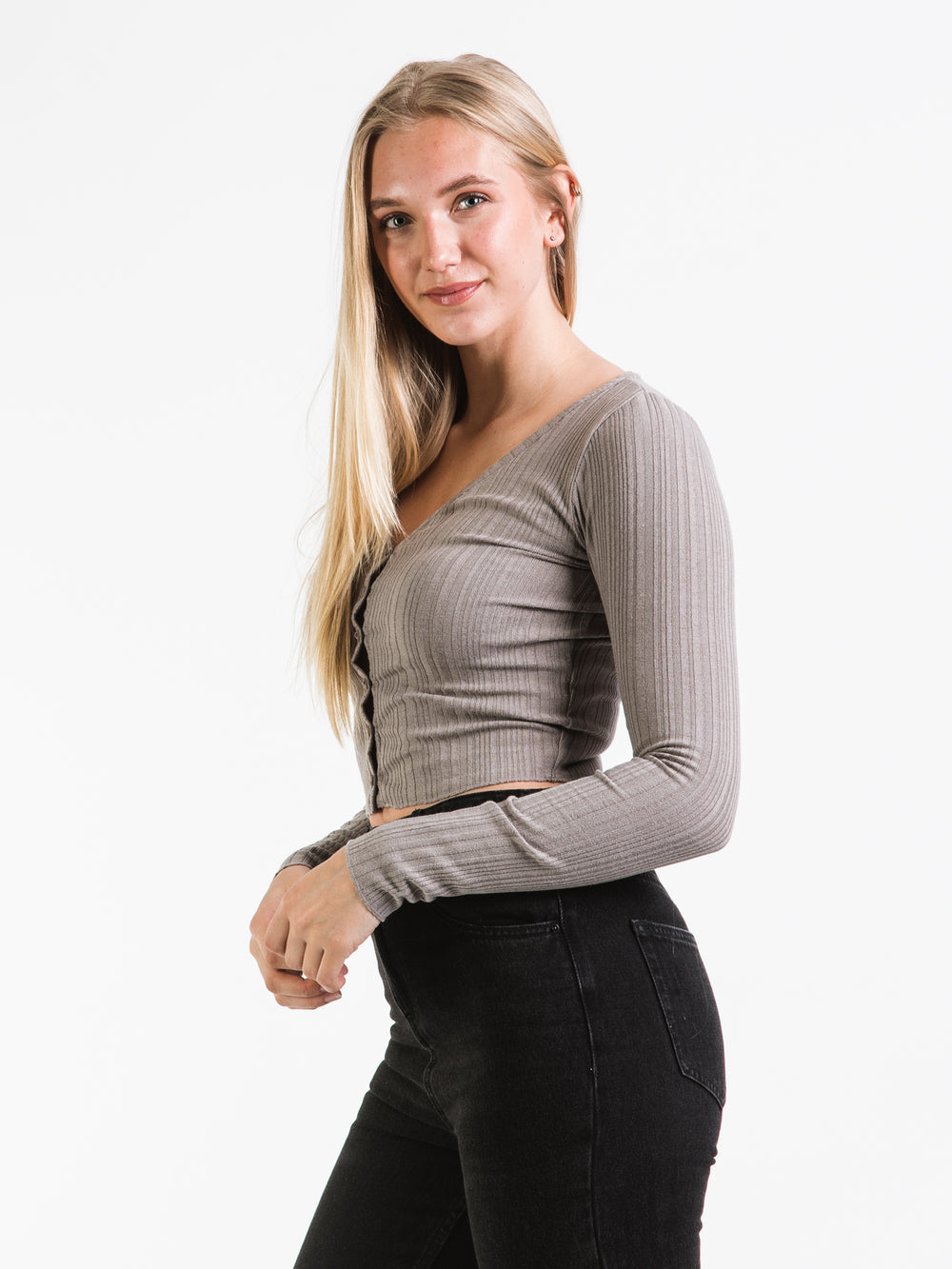 HARLOW BIANCA RIB BUTTON UP - CLEARANCE