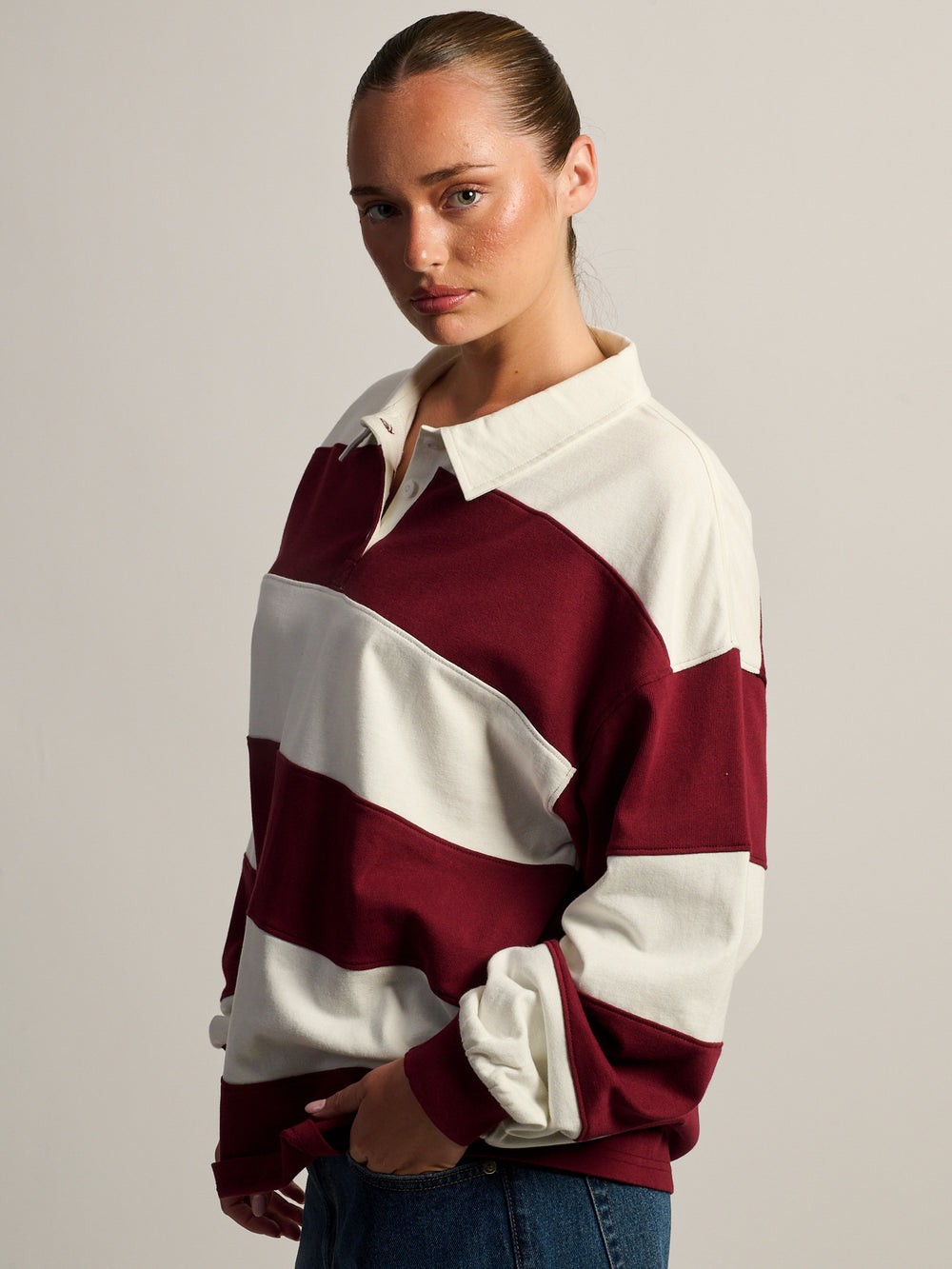 HARLOW RORY RUGBY LONG SLEEVE - BURGUNDY