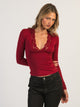 HARLOW PARTY EVELYN LACE LONGSLEEVE - BURGUNDY