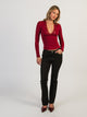 HARLOW PARTY EVELYN LACE LONGSLEEVE - BURGUNDY