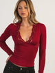 HARLOW PARTY EVELYN LACE LONGSLEEVE - BURGUNDY