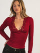 HARLOW HARLOW PARTY EVELYN LACE LONGSLEEVE - BURGUNDY - Boathouse