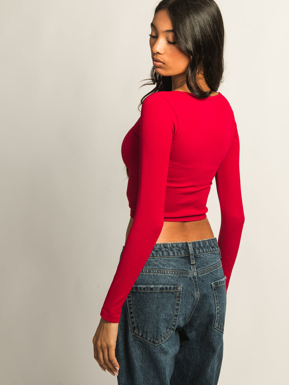 T-SHIRT COL CARRÉ HARLOW SEAMLESS MANCHES LONGUES - PORT