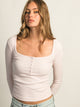 HARLOW HARLOW DAPHNE LONG SLEEVE HENLEY - PINK - Boathouse