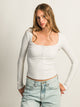 HARLOW HARLOW DAPHNE LONG SLEEVE HENLEY MELANGE - CLOUD - Boathouse