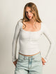 HARLOW HARLOW DAPHNE LONG SLEEVE HENLEY MELANGE - CLOUD - Boathouse