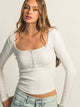 HARLOW HARLOW DAPHNE LONG SLEEVE HENLEY MELANGE - CLOUD - Boathouse