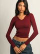 HARLOW HARLOW HARPER NOTCH LONG SLEEVE - BURGUNDY - Boathouse
