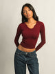 HARLOW HARLOW HARPER NOTCH LONG SLEEVE - BURGUNDY - Boathouse