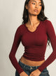 HARLOW HARLOW HARPER NOTCH LONG SLEEVE - BURGUNDY - Boathouse