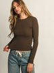 HARLOW HARLOW ESSENTIAL CREWNECK LONG SLEEVE TEE - CHOCOLATE - Boathouse