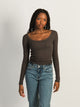 HARLOW HARLOW ESSENTIAL LONG SLEEVE SCOOPNECK - CHARCOAL - Boathouse
