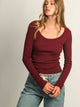 HARLOW HARLOW ESSENTIAL LONG SLEEVE SCOOP NECK - BURGUNDY - Boathouse