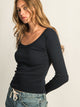 HARLOW HARLOW ESSENTIAL LONG SLEEVE SCOOP NECK - NAVY - Boathouse