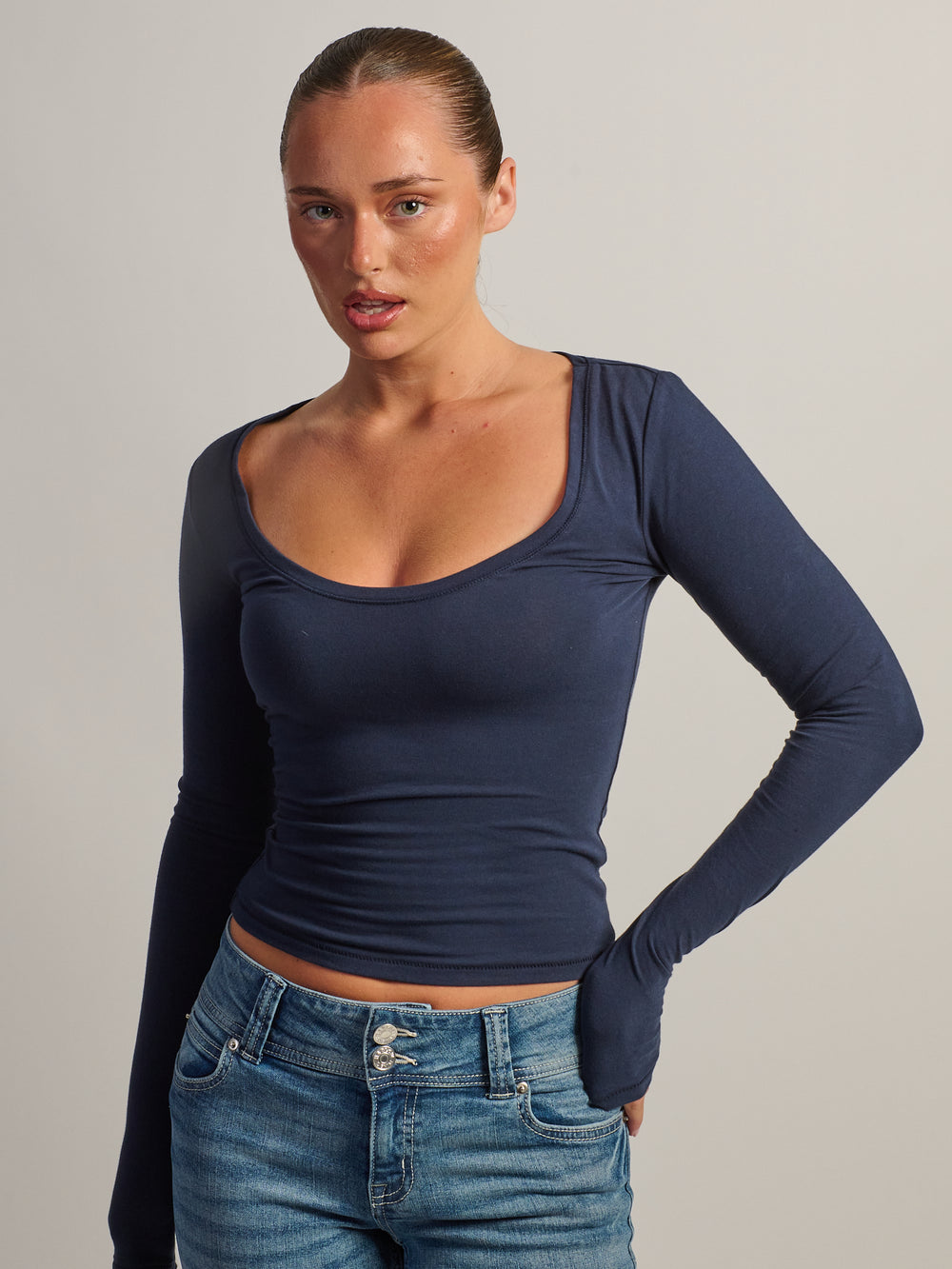 HARLOW GIA SCOOPNECK LONG SLEEVE - MARINE
