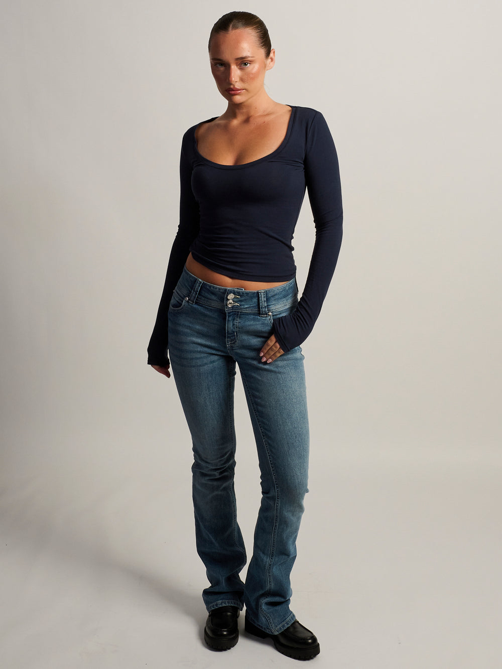 HARLOW GIA SCOOPNECK LONG SLEEVE - NAVY