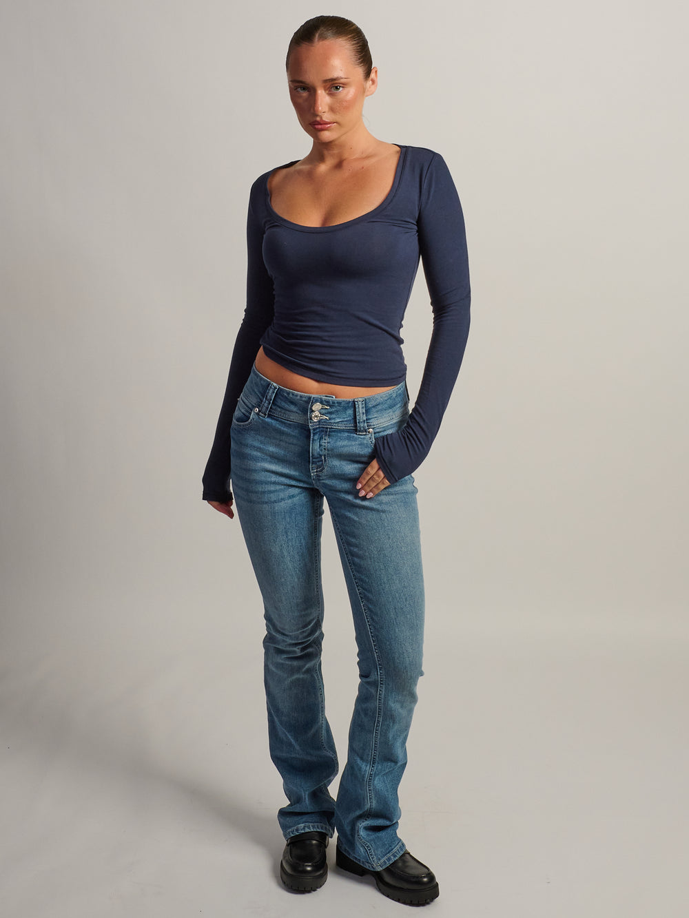 HARLOW GIA SCOOPNECK LONG SLEEVE - MARINE