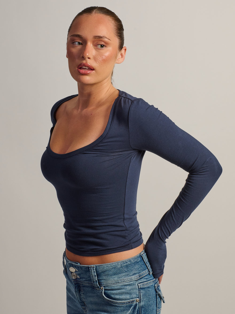HARLOW GIA SCOOPNECK LONG SLEEVE - MARINE