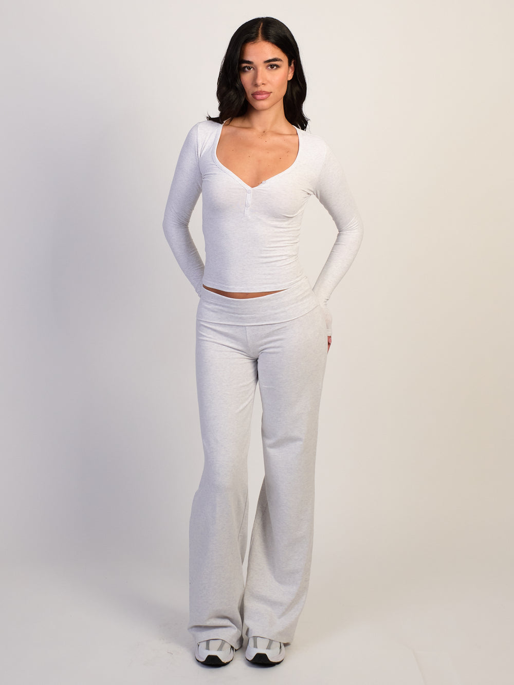 HARLOW HARLOW GIA HENLEY LONG SLEEVE - MELANGE - Boathouse