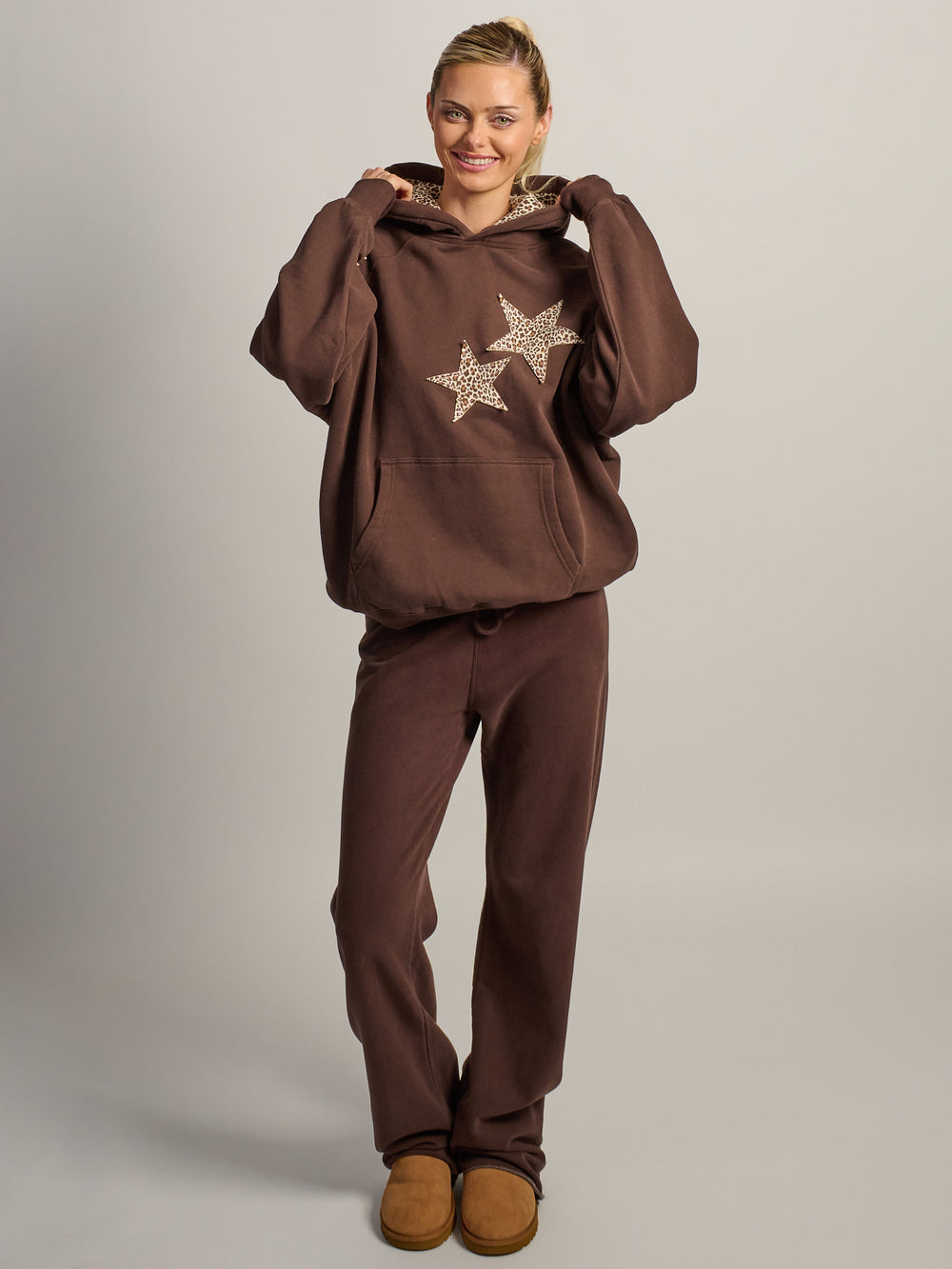 HARLOW CLOUD HOODIE - APPLIQUE - BROWN