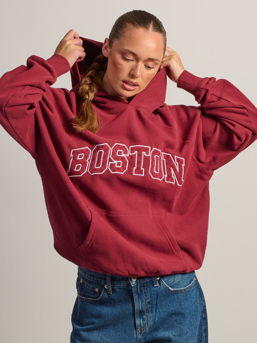 HARLOW CLOUD HOODIE - APPLIQUE - BORDEAUX