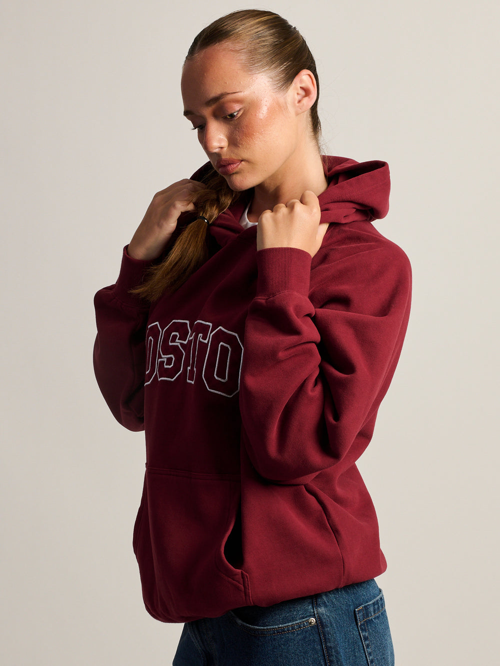 HARLOW CLOUD HOODIE - APPLIQUE - BURGUNDY