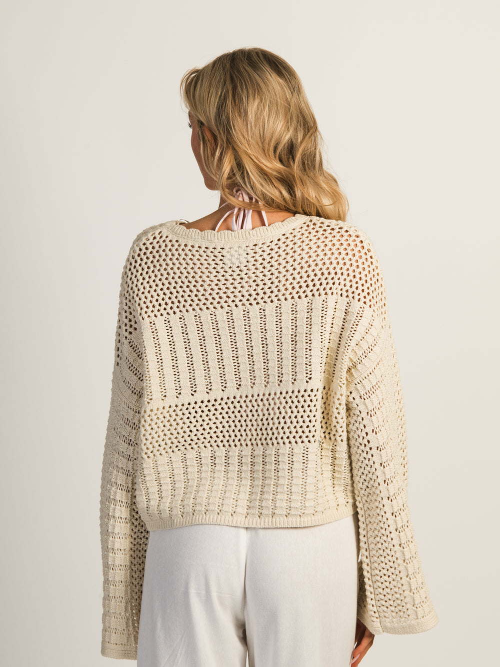 CHANDAIL HARLOW LAYLA CROCHET MANCHES LONGUES - CRÈME