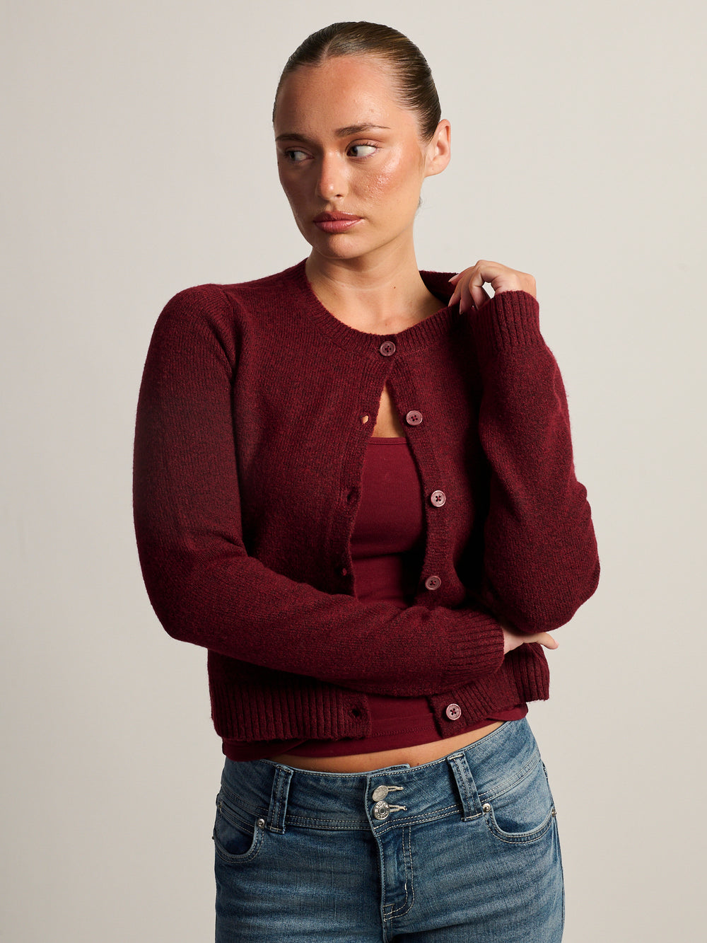 CARDIGAN HARLOW COLLINS - BORDEAUX
