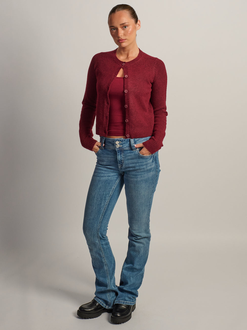 HARLOW COLLINS CARDIGAN - BURGUNDY