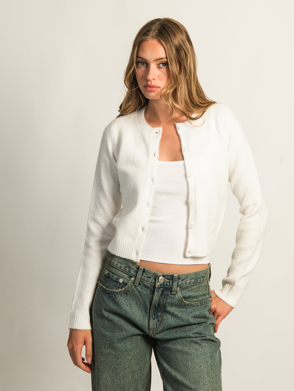 HARLOW COLLINS CARDIGAN - OFF WHITE