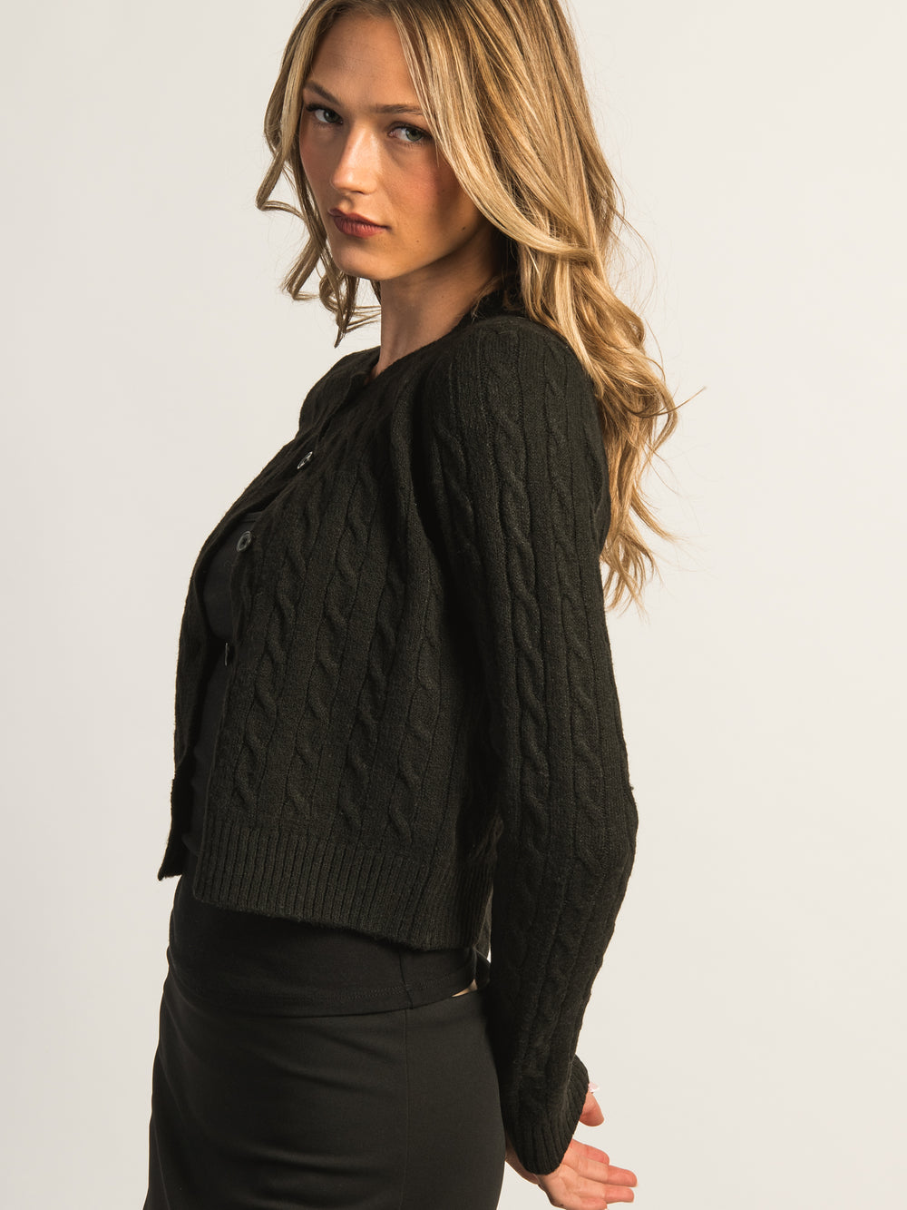 HARLOW COLLINS KNIT CARDIGAN - BLACK