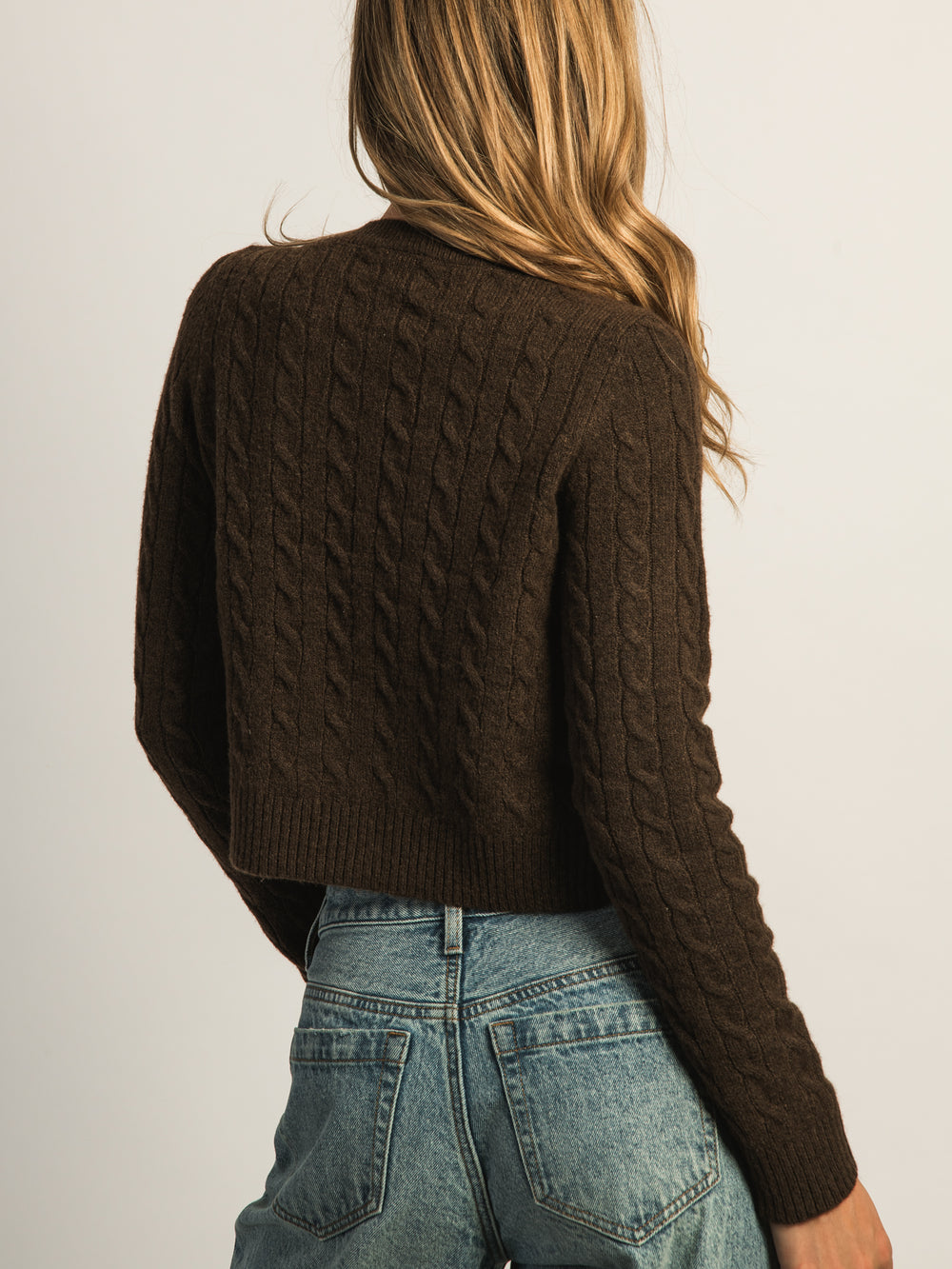 CARDIGAN EN TRICOT HARLOW COLLINS - CHOCOLAT