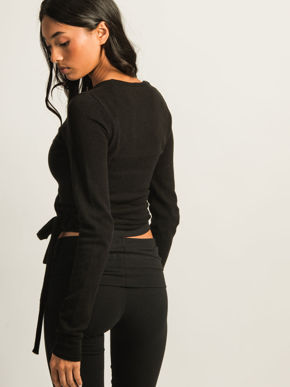 HARLOW GIA WRAP SWEATER - BLACK