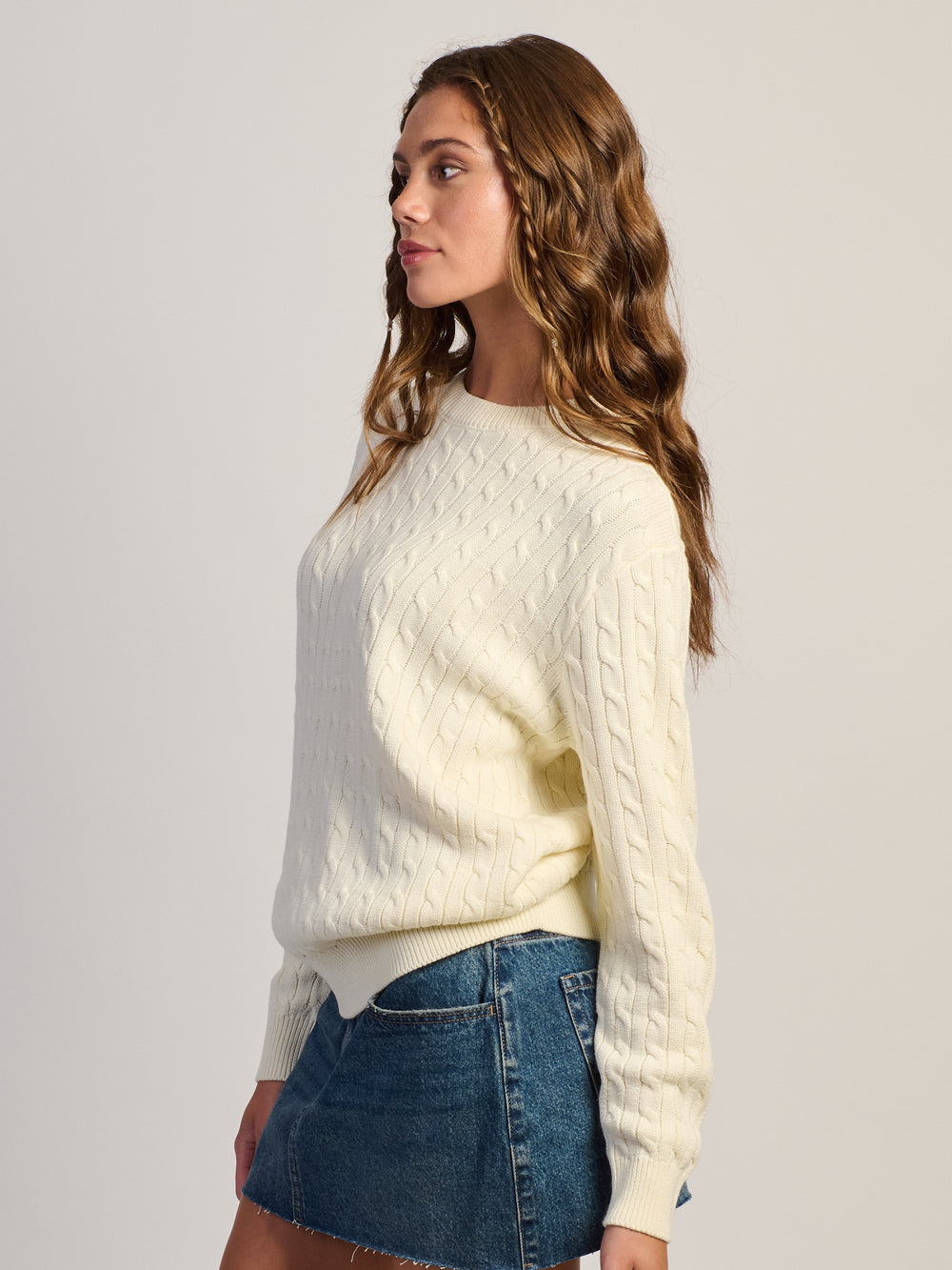 CHANDAIL EN TRICOT TORSADÉ HARLOW MABLE - BLANC CASSÉ