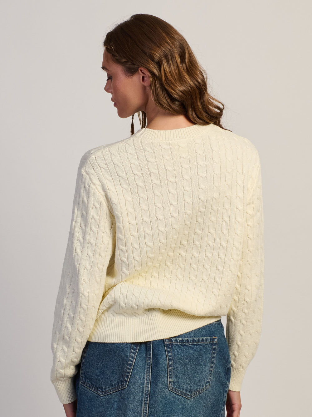 CHANDAIL EN TRICOT TORSADÉ HARLOW MABLE - BLANC CASSÉ